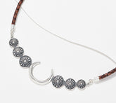 American West Sterling Silver and Leather Concha Necklace